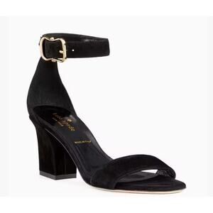 Kate Spade Susane Heels Black Velvet Ankle Strap Block Heel Sandals Size 9.5